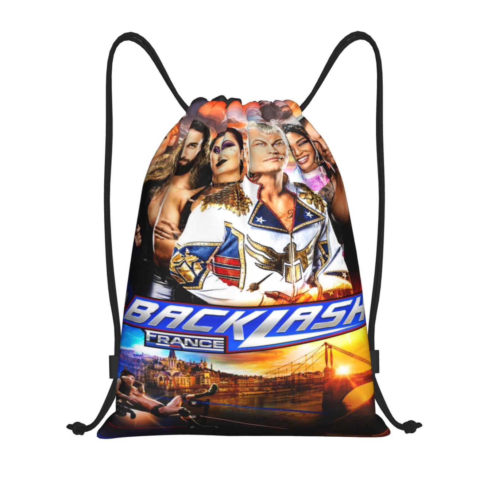 Wwe Drawstring Bag Sports Fitness Bag Waterproof Rope Bag For Training Traveling Hiking Gym Sackpack String Bag For Women Men Small